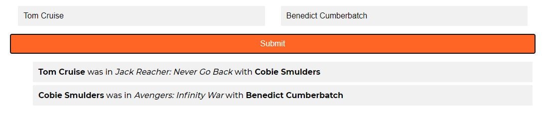 An example of the app using Tom Cruise and Benedict Cumberbatch